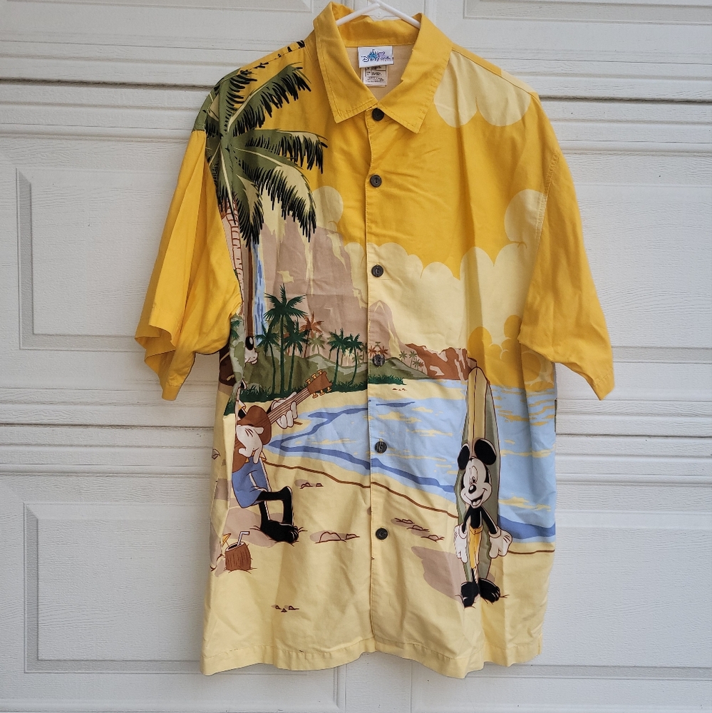 Walt Disney Button Up Hang Loose Hawaiian Shirt